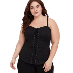 6x/5X Torrid Poplin Lace Front Sleeveless Cami